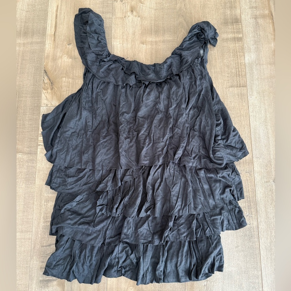 Lot of 2 J Crew Shirts Women Medium Cascading Ruffles Gray Short Sleeve Tank Top - Picture 4 of 12